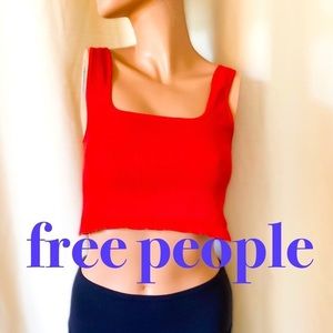 NEW FREE PEOPLE SQUARE NECK HAPPINESS CROP RED XS/S 
SOLD OUT